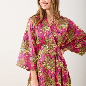 NWT Printfresh Bagheera Hot Pink Cotton Robe